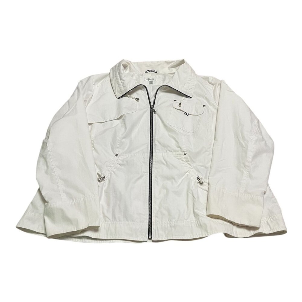 Dressbarn Woman White Utility Jacket – Size 18/20 – Cotton Nylon Blend, Full Zip